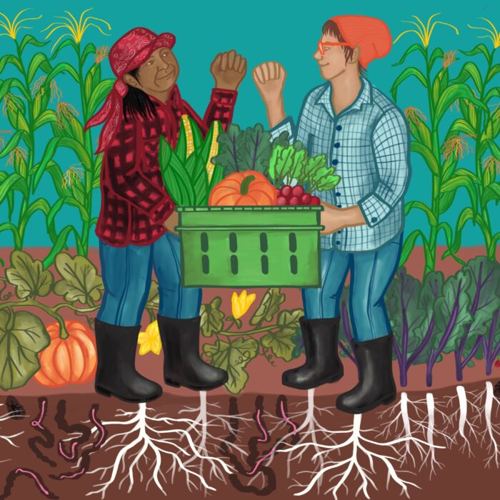 Farmworker Illustration for Briarpatch Magazine